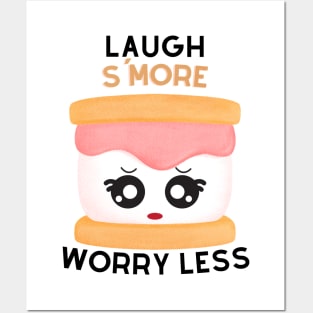 Laugh S'More Worry Less - Sad Brows Marshmallow Face Posters and Art